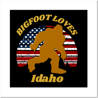 Bigfoot loves America and Idaho too Posters and Art